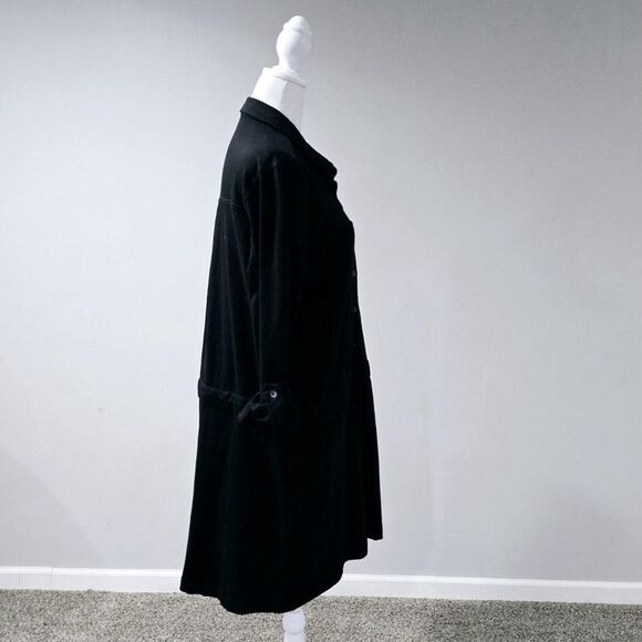 NIC+ZOE Black Convertible Sleeve Minimalist Pocket Shirt Dress  Size Medium - Picture 6 of 12